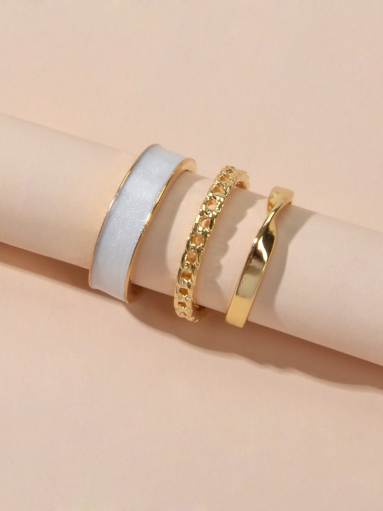 3 pcs Retro Stackable White Enamel Midi Knuckle Ring set Multiple Bulk Pack Ring-1