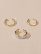 3 pcs Retro Stackable White Enamel Midi Knuckle Ring set Multiple Bulk Pack Ring-2