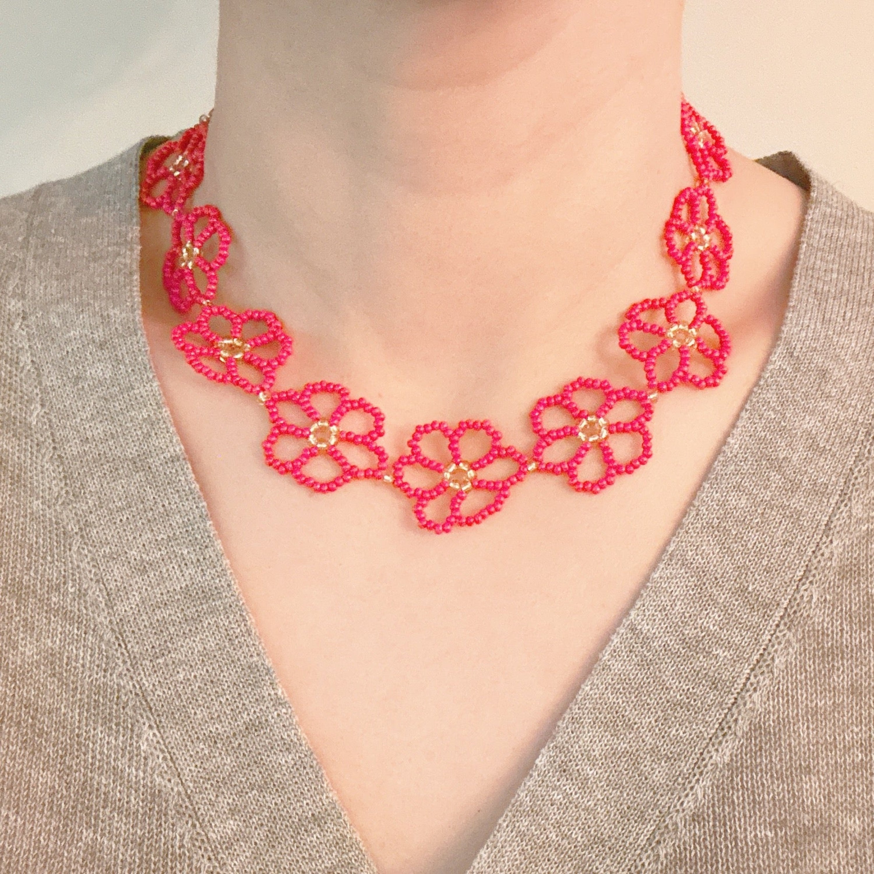 Beaded Flower Necklace