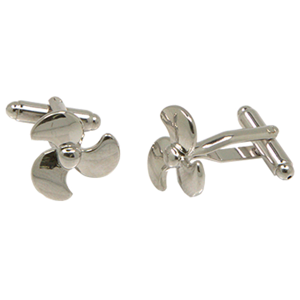 Silvertone Novelty Fan Cufflinks with Jewelry Box