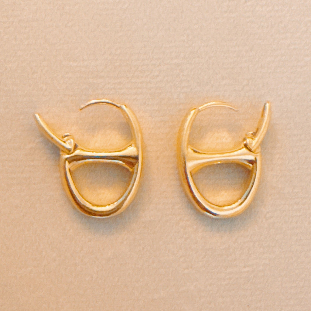 Button Horse Bit Hoop Earrings