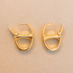 Button Horse Bit Hoop Earrings
