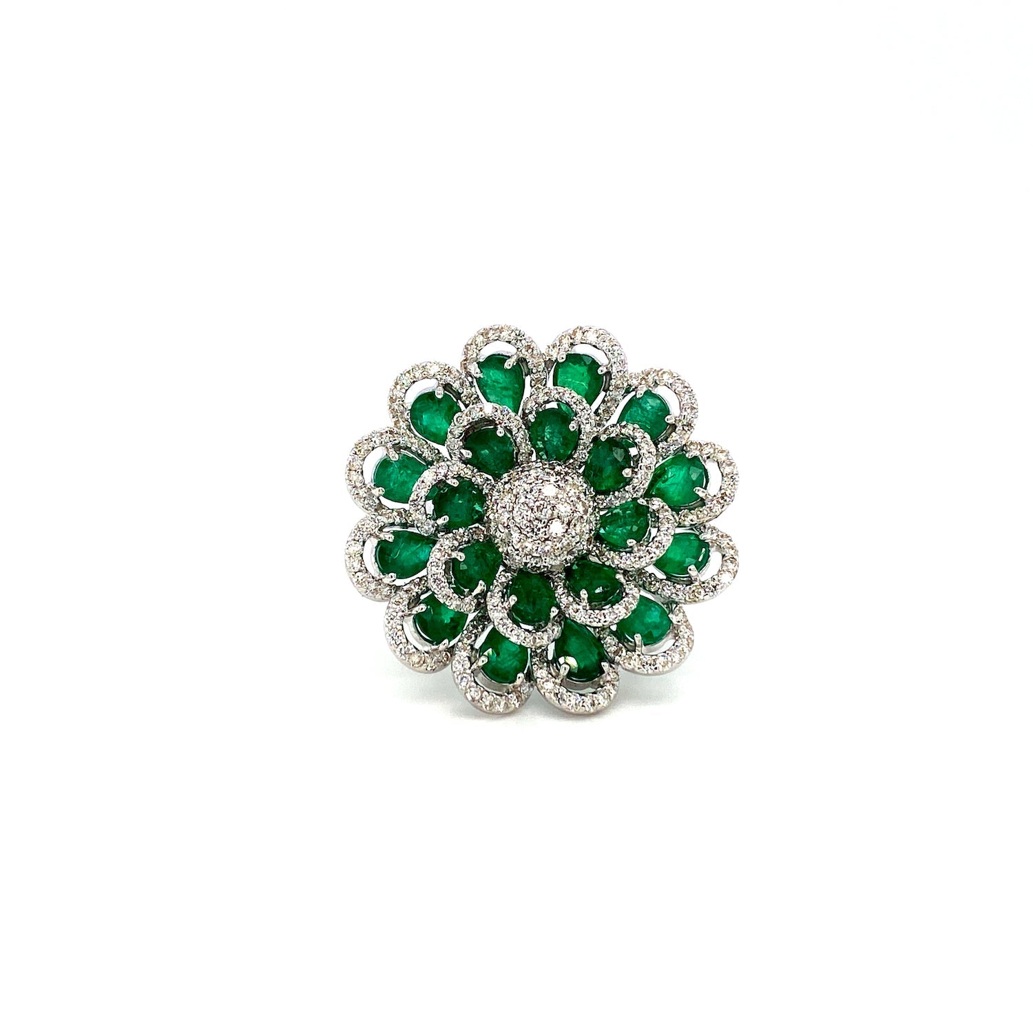 Emerald and Diamond Ring in 18K White Gold - KGR 16481