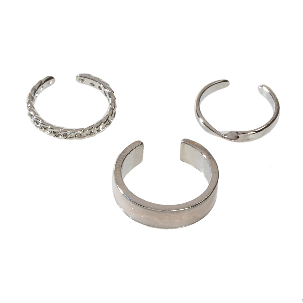 3 pcs Retro Stackable White Enamel Midi Knuckle Ring set Multiple Bulk Pack Ring-5