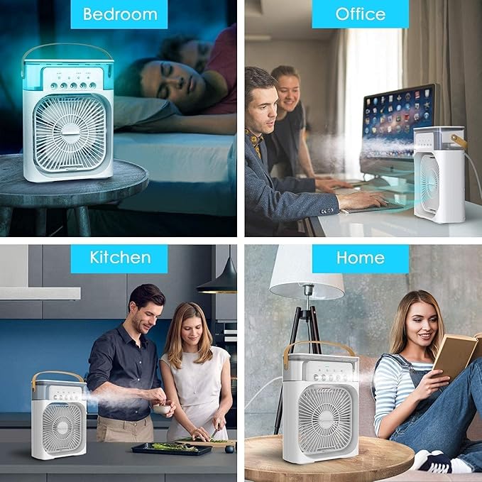 Portable 3 in 1 mini air conditioner with led lights & humidifier